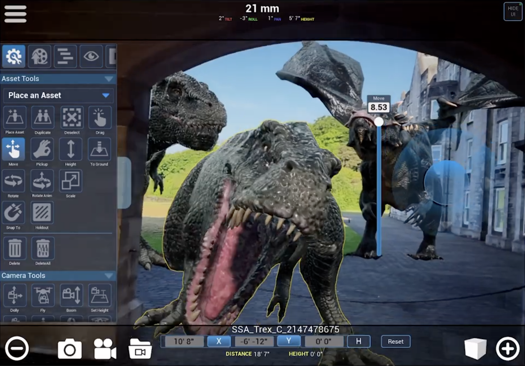Cyclops AR on iPad — asset movement controller testing